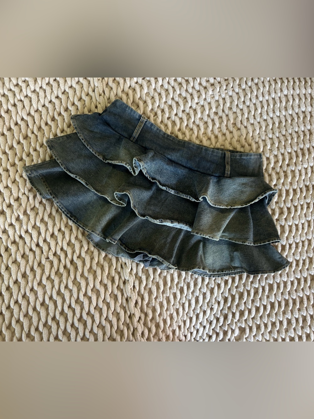 Windsor dark Wash Ruffle Hem Jean skort